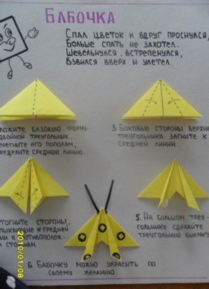 Схема оригами бабочка в подготовительной группе